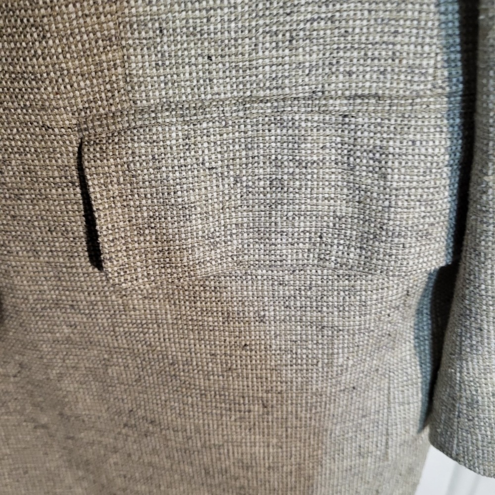 Macy's Savile Row 100% Silk Heathered Tweed Blazer Men's 40R Sand Beige 2 Button - Picture 9 of 16